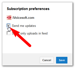 YouTube Subscription preferences pop-up