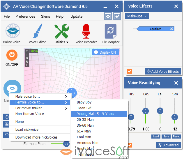 Voice Changer Software Diamond 9.5 female voice