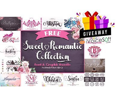 FREE Download Sweet Romantic Collection Font & Graphic Bundle Giveaway From iVoicesoft