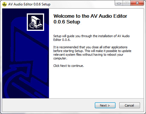 audio converter's installer welcome screen
