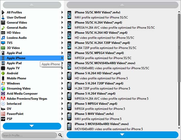 Aiseesoft Total Video Converter output formats