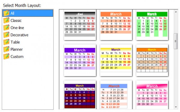 Photo Calendar Creator PRO - layouts
