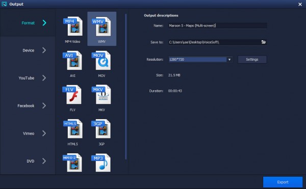 Output formats for multi-screen video