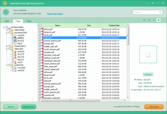 Tenorshare Any Data Recovery screenshot