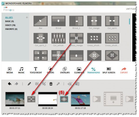 Add transitions between your video clips