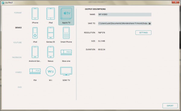 Video output formats