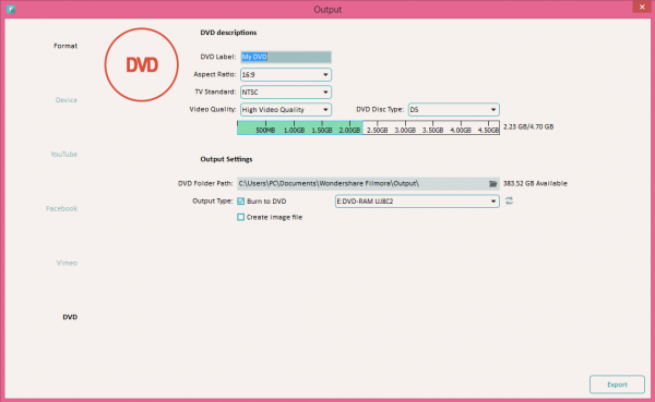 Export videos to DVDs