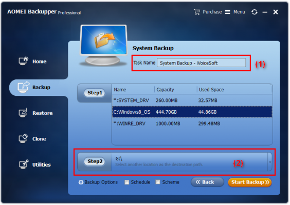 Set up backup system process