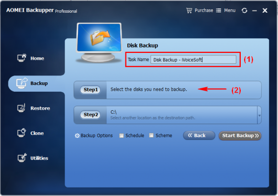 Set up disk backup process