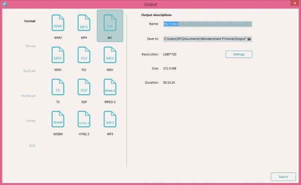 Supported output formats