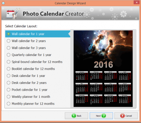 Calendar layout