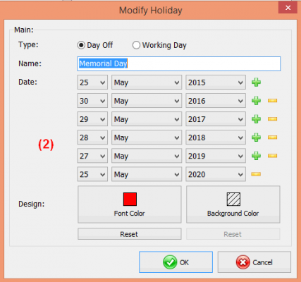 modify holidays