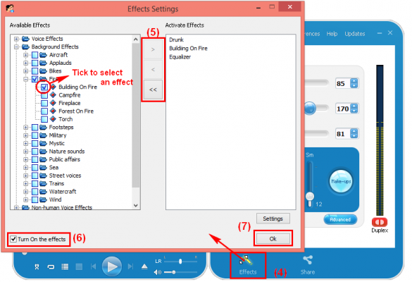 Effects settings