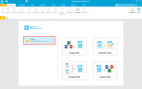 Open pdf file in PDFelement