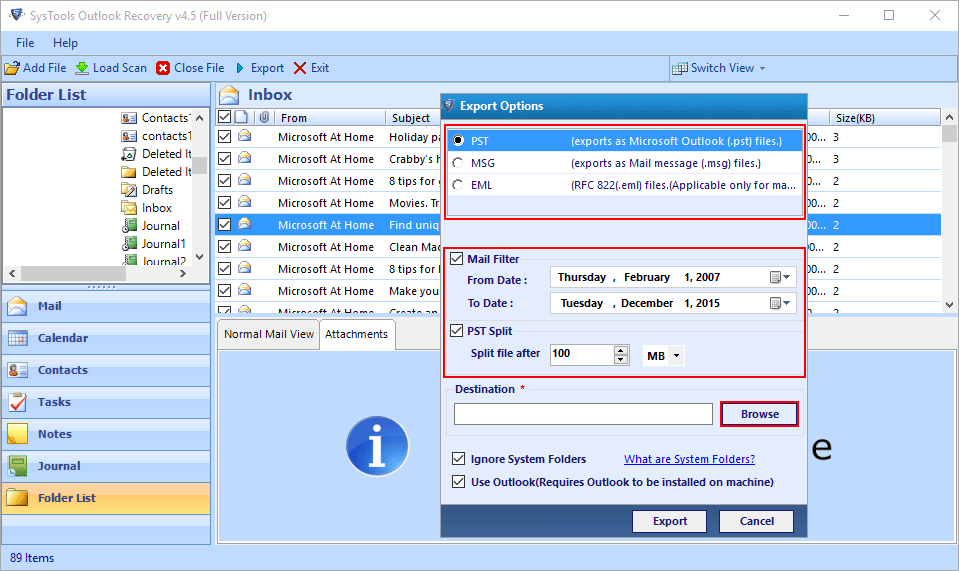 Export Selective Database