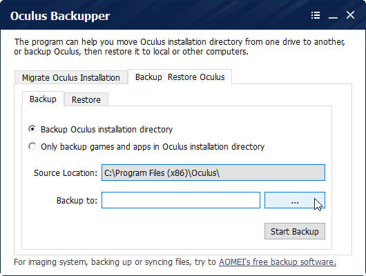 Features of Oculus Backupper