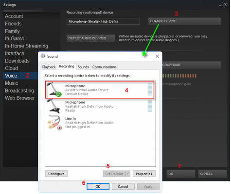 audio setting of steam 1