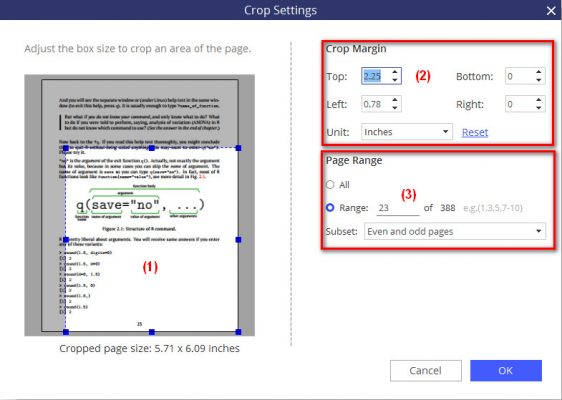 Crop settings