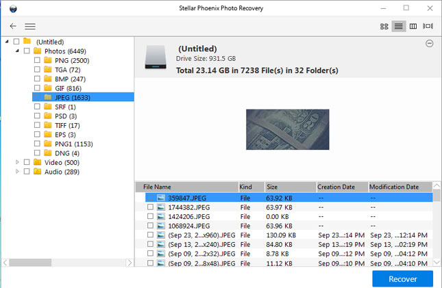 Stellar Phoenix Photo Recovery preview recovered file