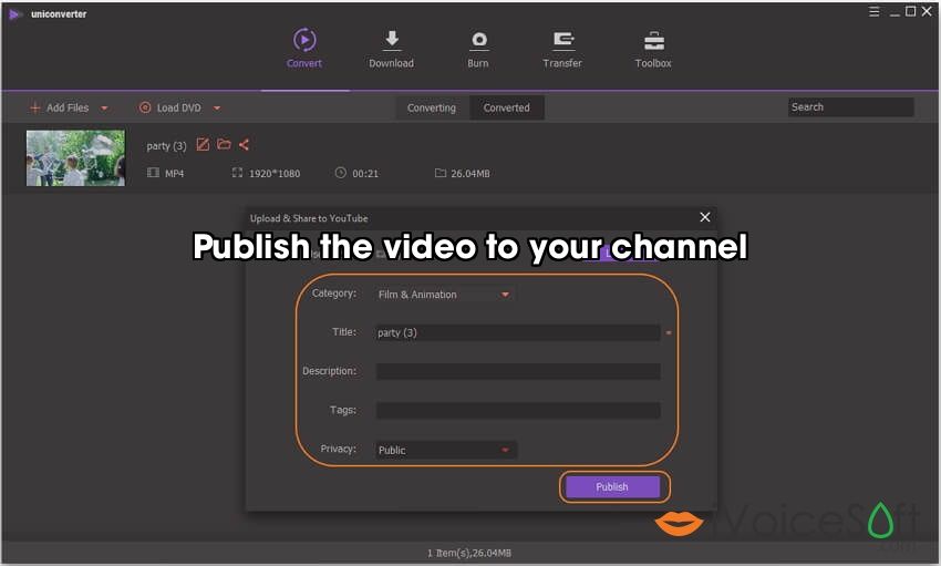 Publish the video to your channel