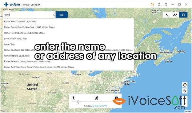 enter the name  or address of any location