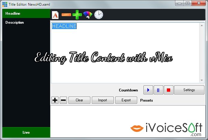 Editing Title Content with vMix