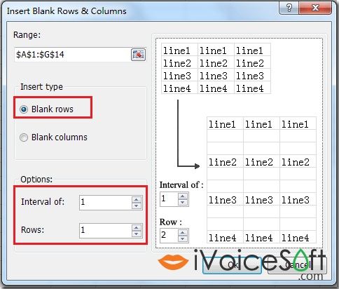 select Blank rows from Insert type