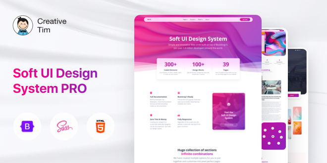 Soft UI Design System is ready to help you create stunning websites and webapps.