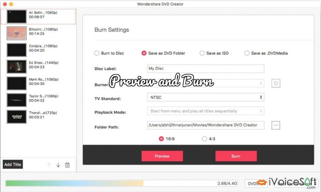 Preview and Burn by Wondershare DVD Creator