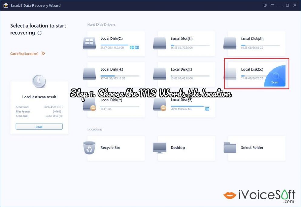 Step 1. Choose the MS Words file location  