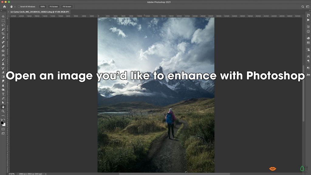 Open an image you’d like to enhance with Photoshop