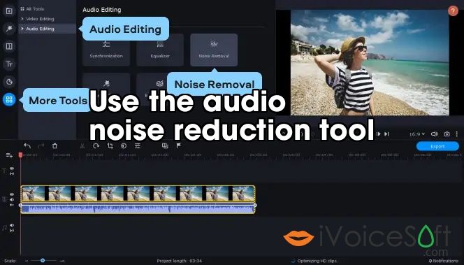 Use the audio  noise reduction tool