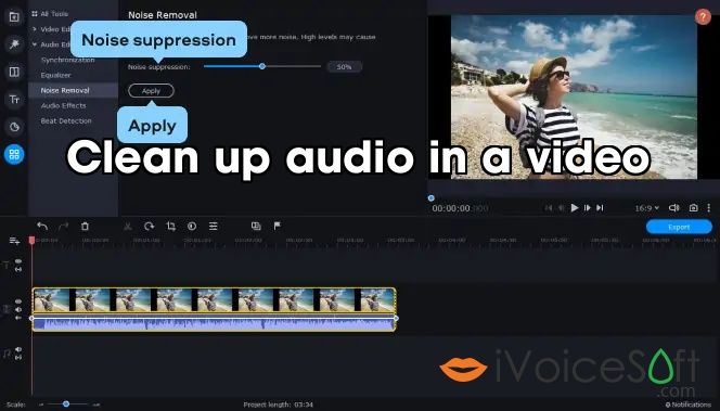 Clean up audio in a video