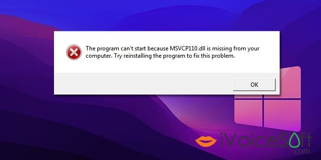 The code execution cannot proceed because MSVCR110.dll was not found. Reinstalling the program may fix this problem