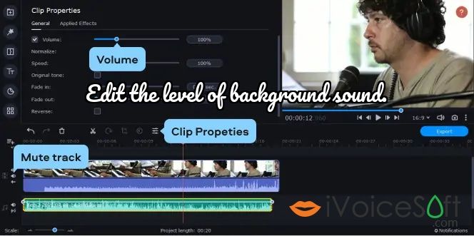 Edit the level of background sound.