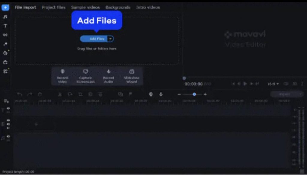 Open Movavi Video Editor and click the "Add Files" button
