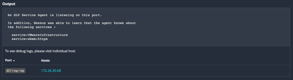 An example of Plugin 23778 demonstrating the presence of SLP services.