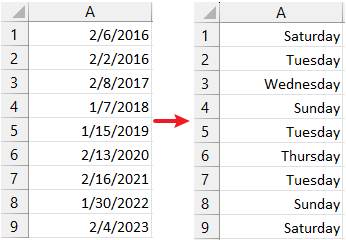 dates are now displayed with their corresponding day of the week.