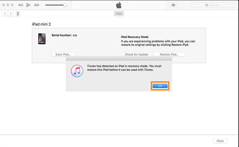 iPad restoration with iTunes