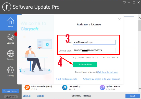After entering the email address and license code, click on the “Activate Now” button to complete the activation process. 