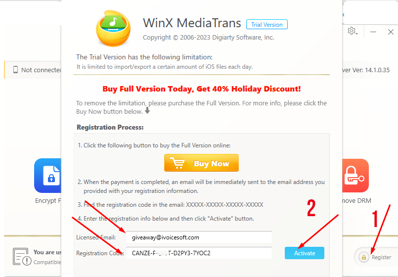 How to get Free License giveaway WinX MediaTrans