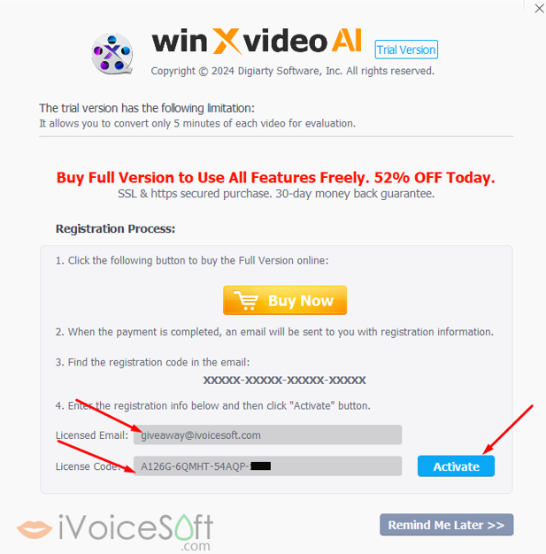 How to get Free License giveaway WinXvideo AI