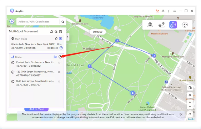 Easily fine-tune your route by dragging the mouse pointer