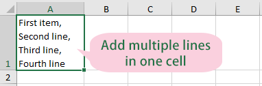 Add multiple lines in one cell