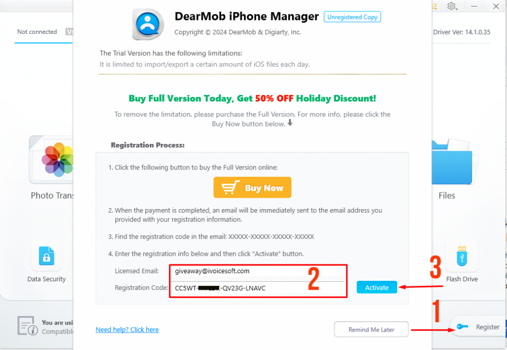 How to get Free License giveaway DearMob iPhone Manager
