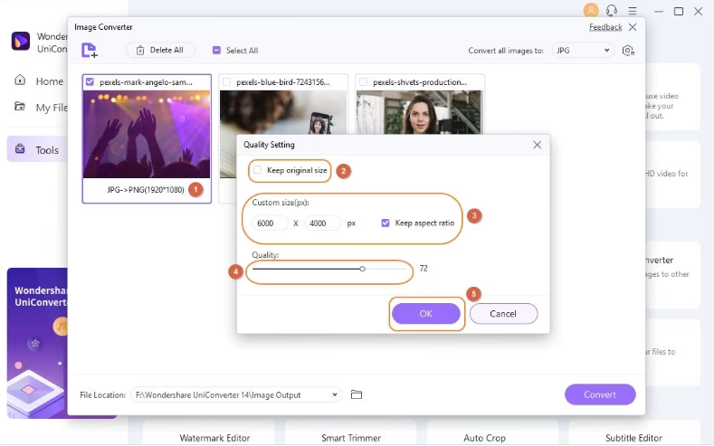 change the parameters